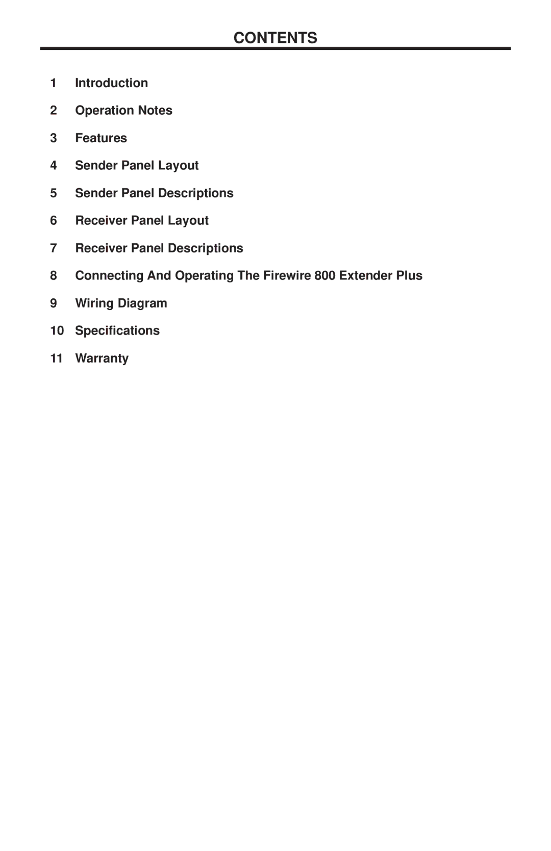 Gefen EXT-FW-1394BP user manual Contents 