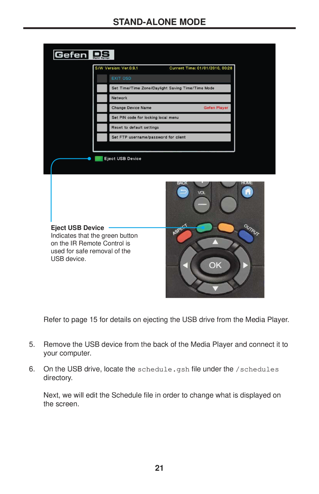 Gefen EXT-HD-DSMP user manual Eject USB Device 