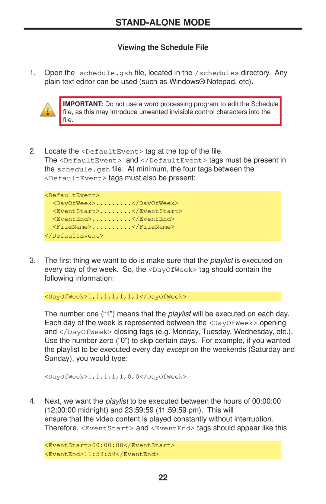 Gefen EXT-HD-DSMP user manual Viewing the Schedule File 