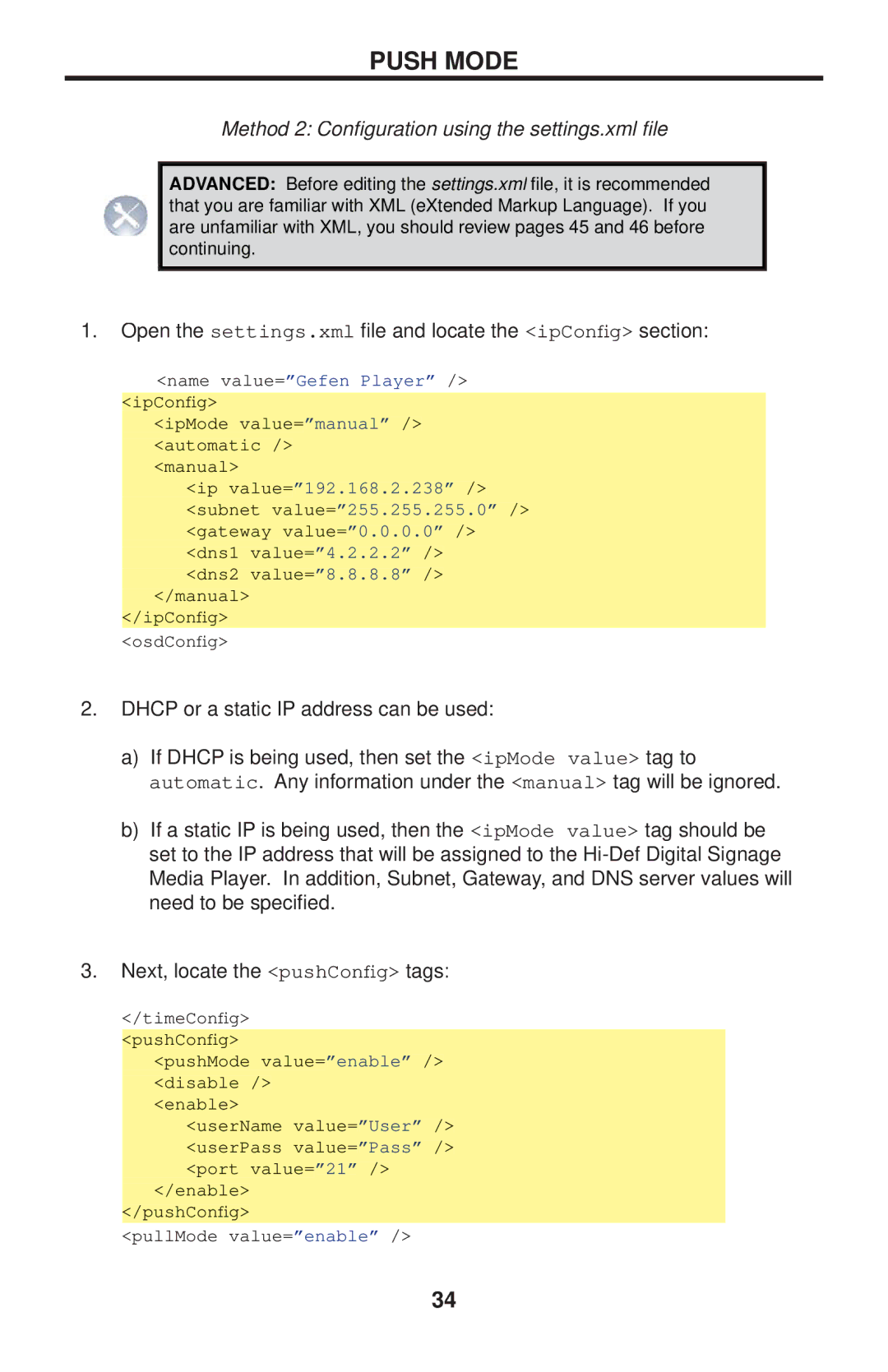 Gefen EXT-HD-DSMP user manual Method 2 Conﬁguration using the settings.xml ﬁle 