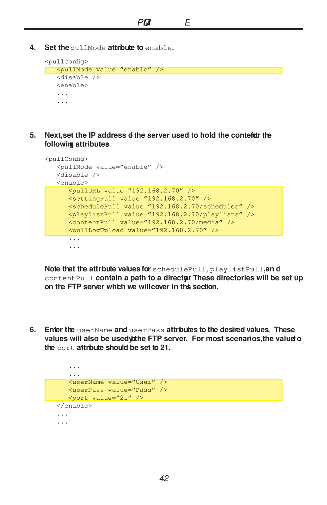 Gefen EXT-HD-DSMP user manual Set the pullMode attribute to enable 