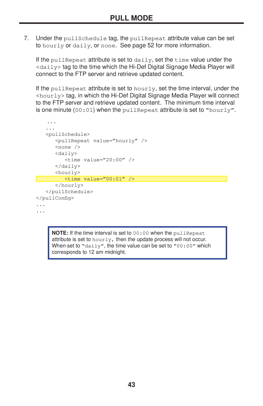 Gefen EXT-HD-DSMP user manual PullSchedule PullRepeat value=hourly / none Daily 