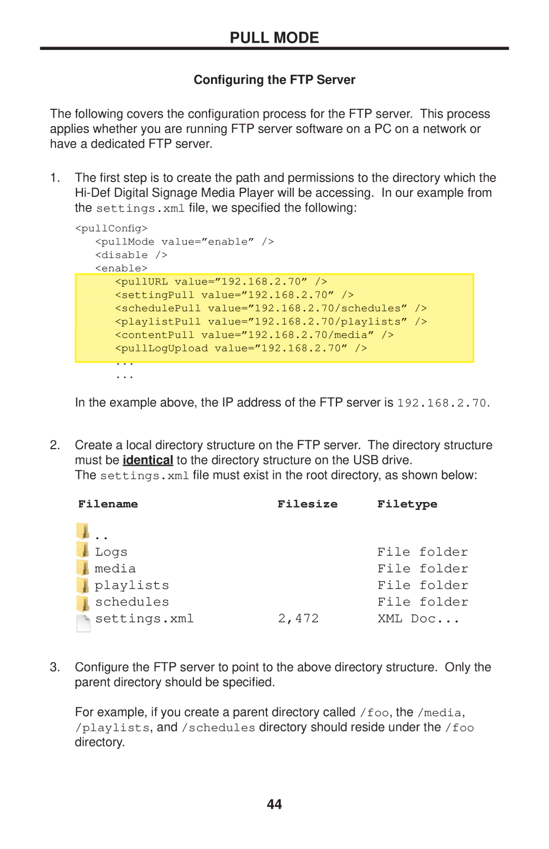 Gefen EXT-HD-DSMP user manual Conﬁguring the FTP Server 