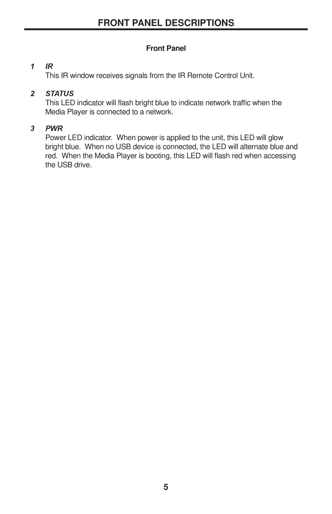 Gefen EXT-HD-DSMP user manual Front Panel Descriptions, Status 