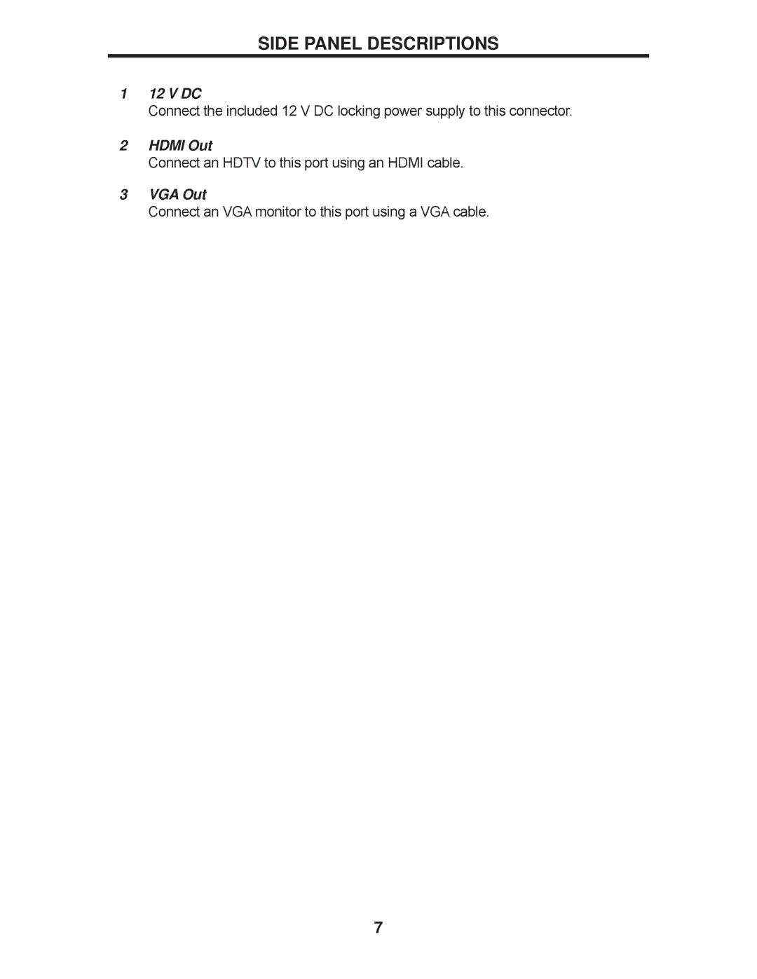 Gefen EXT-HD-DSWF manual Side Panel Descriptions 