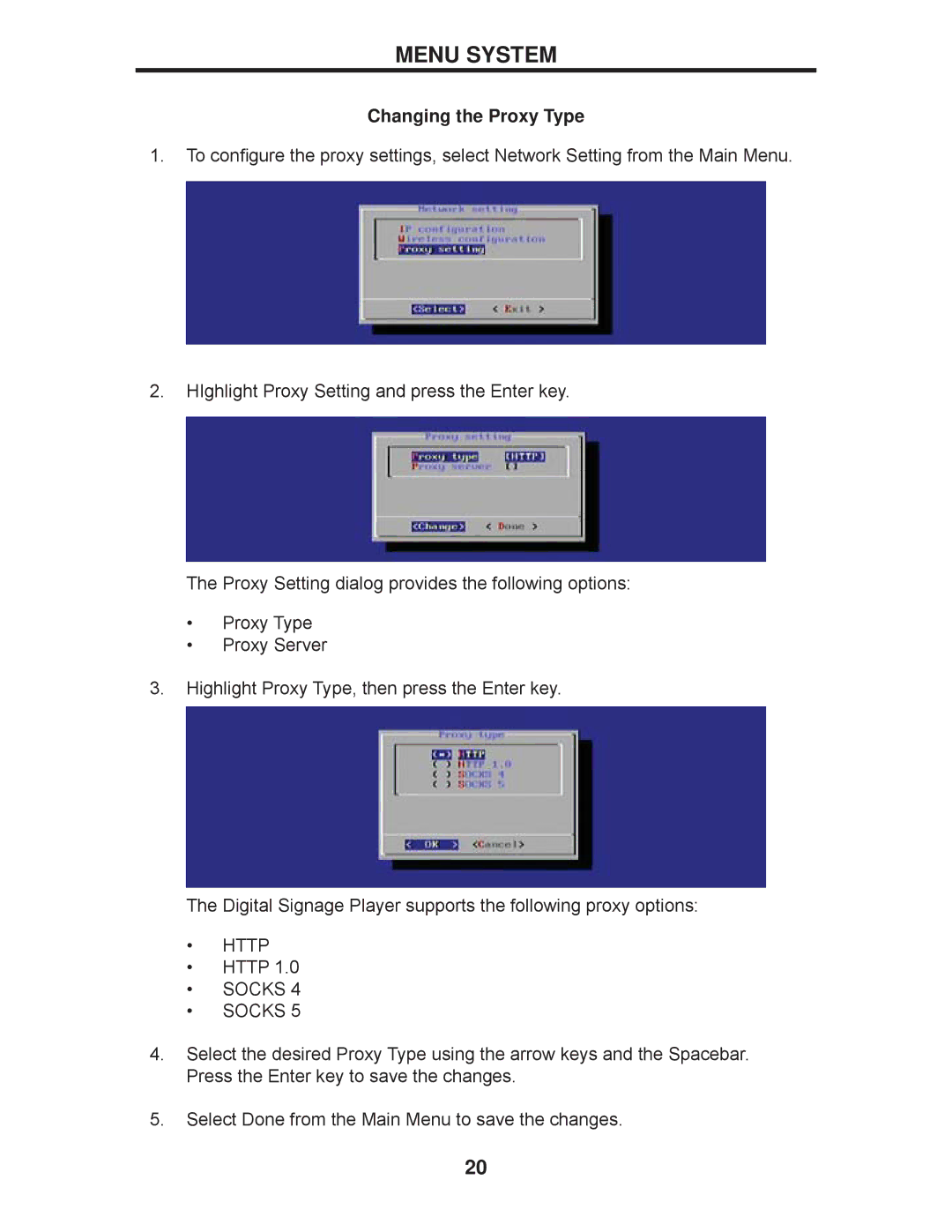 Gefen EXT-HD-DSWF manual Changing the Proxy Type, Socks 