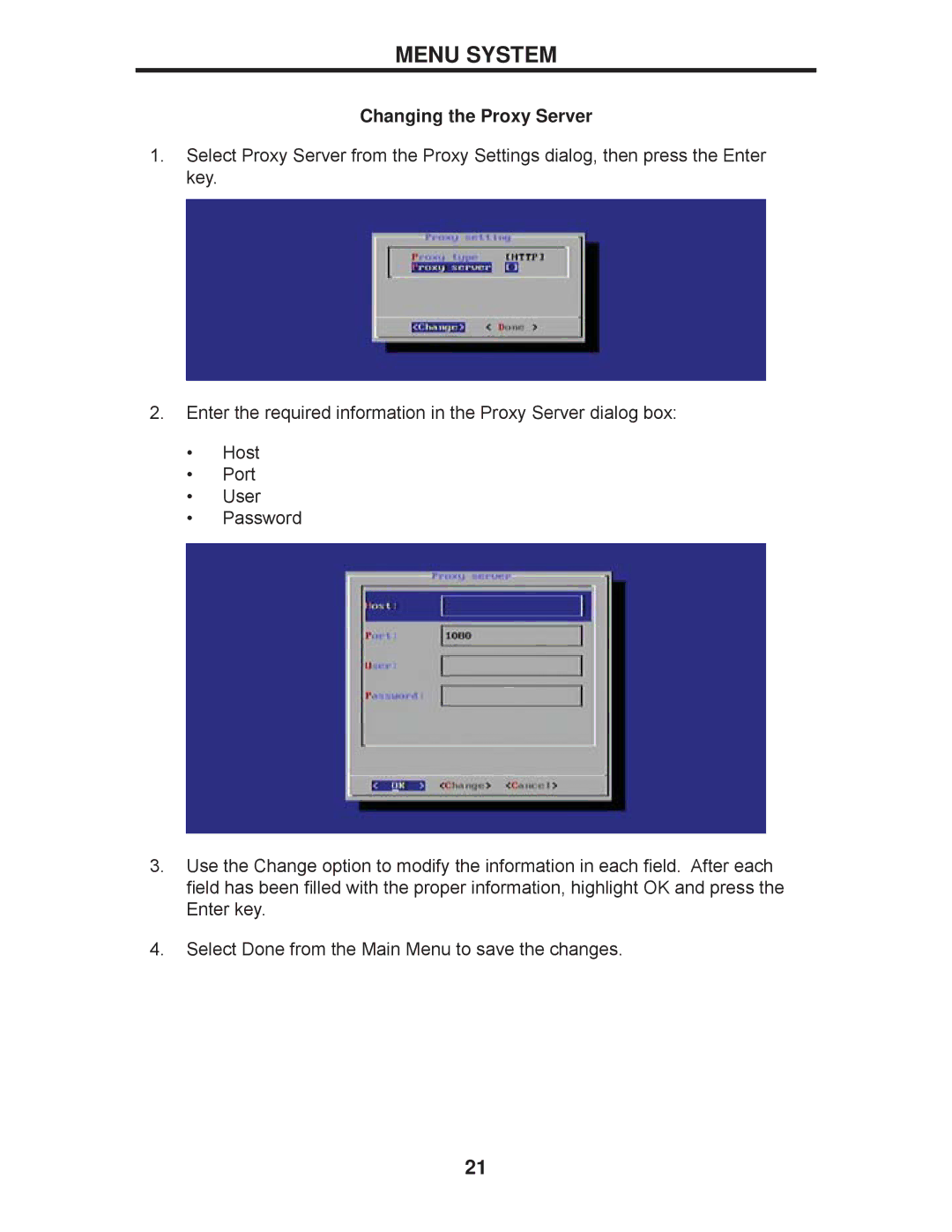 Gefen EXT-HD-DSWF manual Changing the Proxy Server 