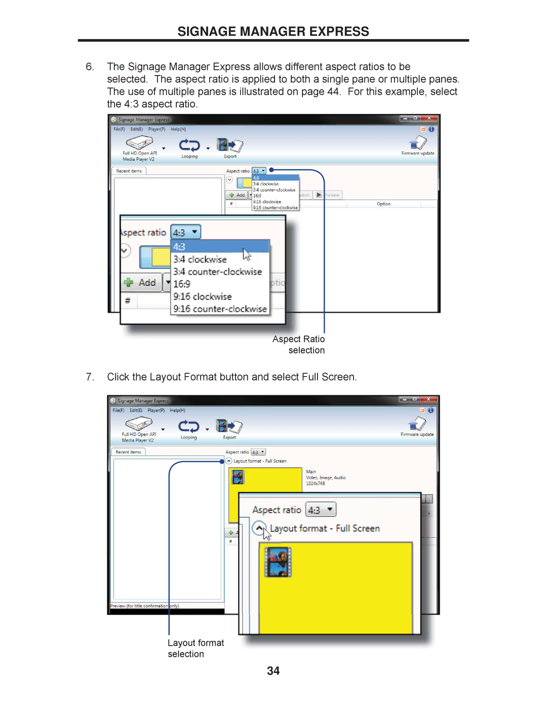 Gefen EXT-HD-DSWF manual Click the Layout Format button and select Full Screen 