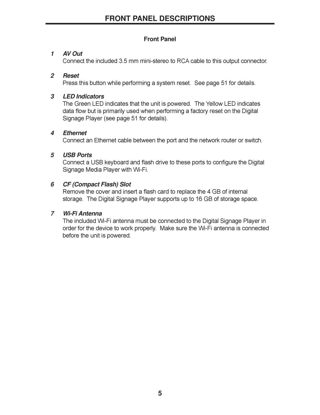 Gefen EXT-HD-DSWF manual Front Panel Descriptions, LED Indicators 