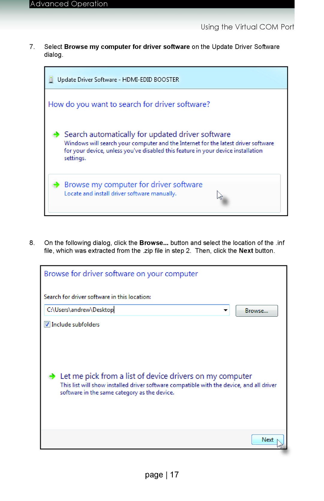 Gefen ext-hdboost-141 user manual Using the Virtual COM Port 