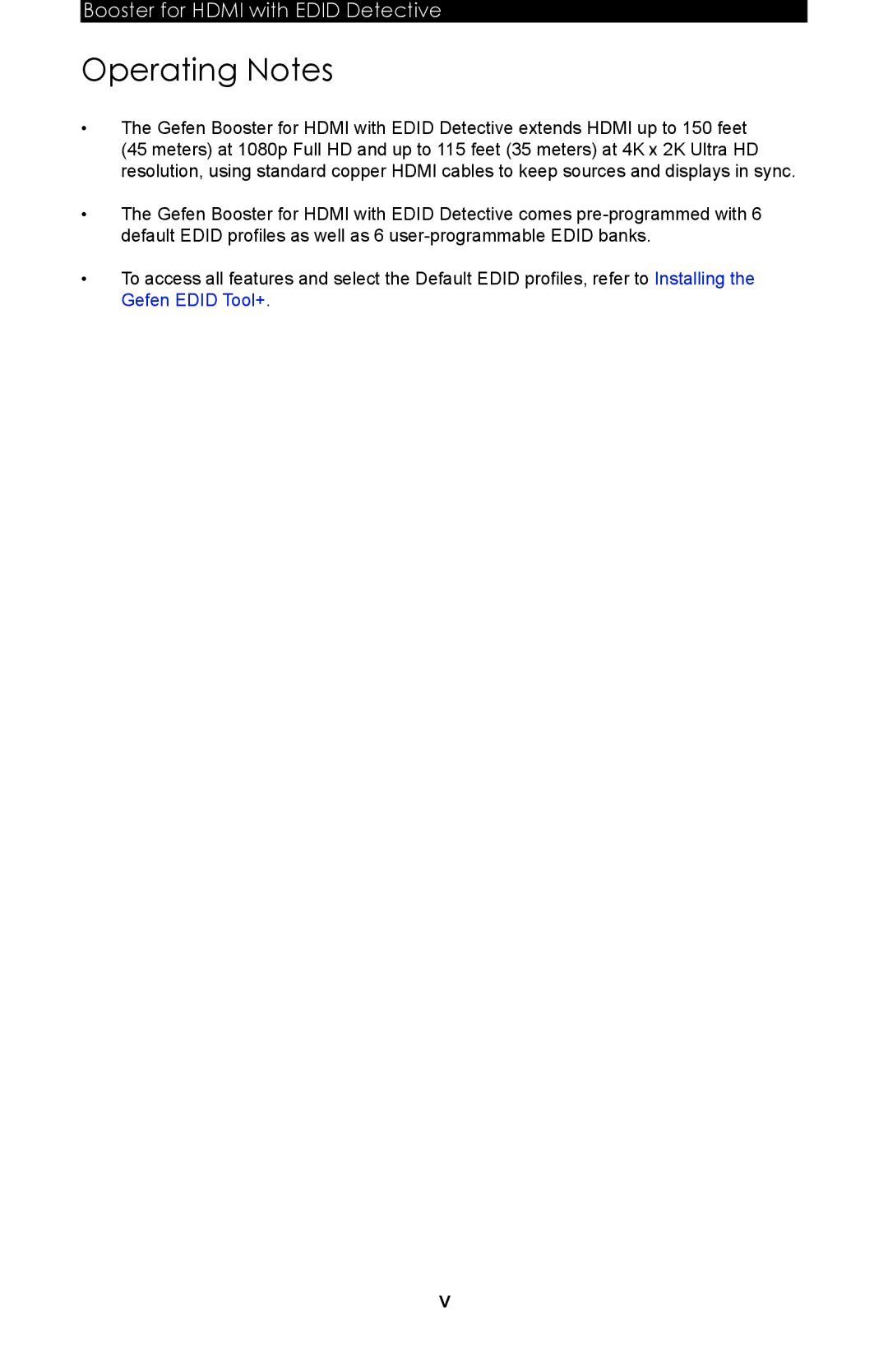 Gefen ext-hdboost-141 user manual Operating Notes 