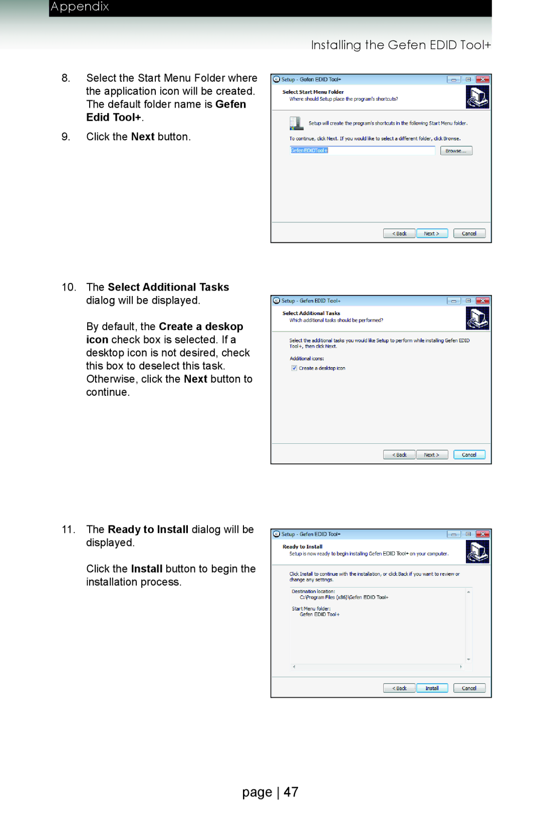 Gefen ext-hdboost-141 user manual Ready to Install dialog will be displayed 