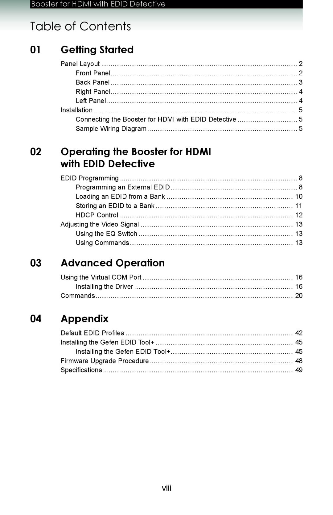 Gefen ext-hdboost-141 user manual Table of Contents 