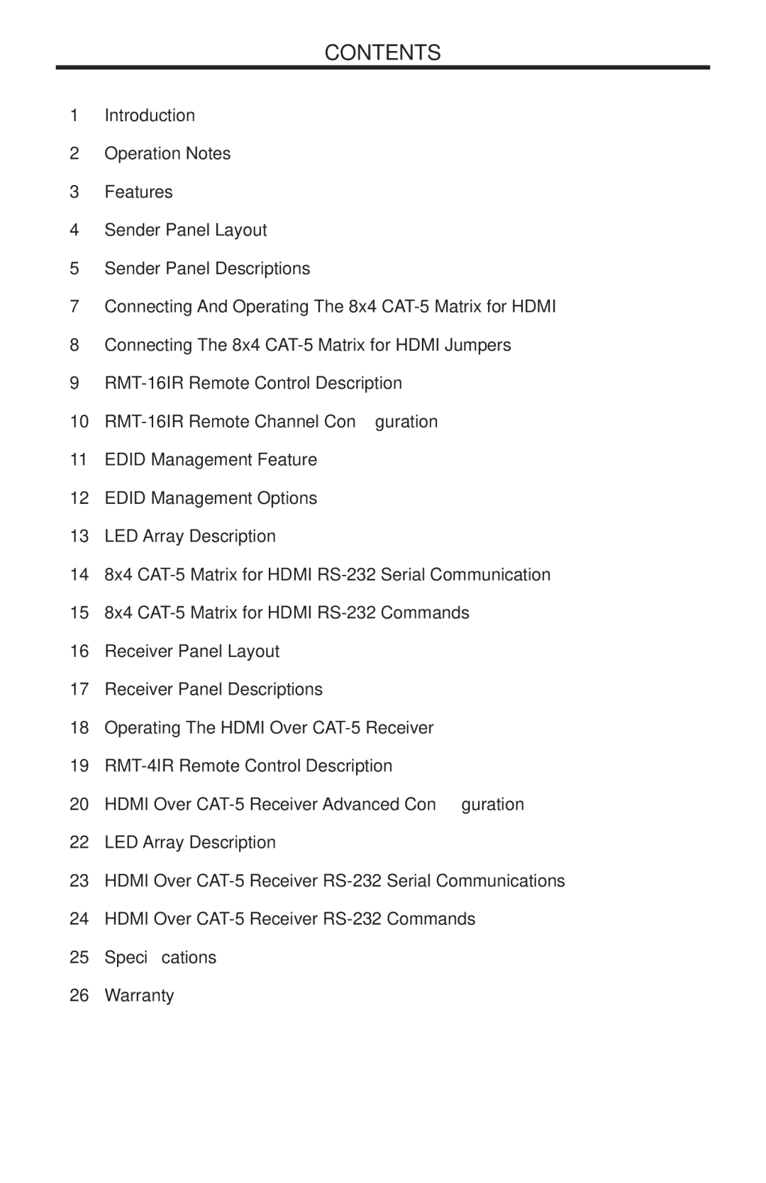 Gefen EXT-HDMI-CAT5-844 user manual Contents 