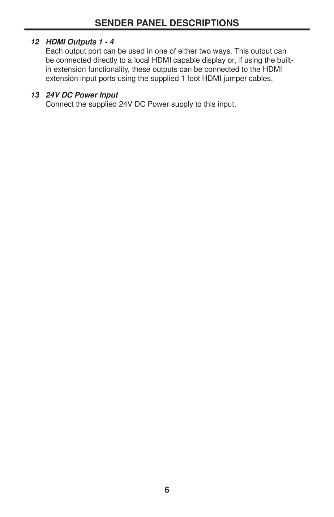 Gefen EXT-HDMI-CAT5-844 user manual 13 24V DC Power Input 