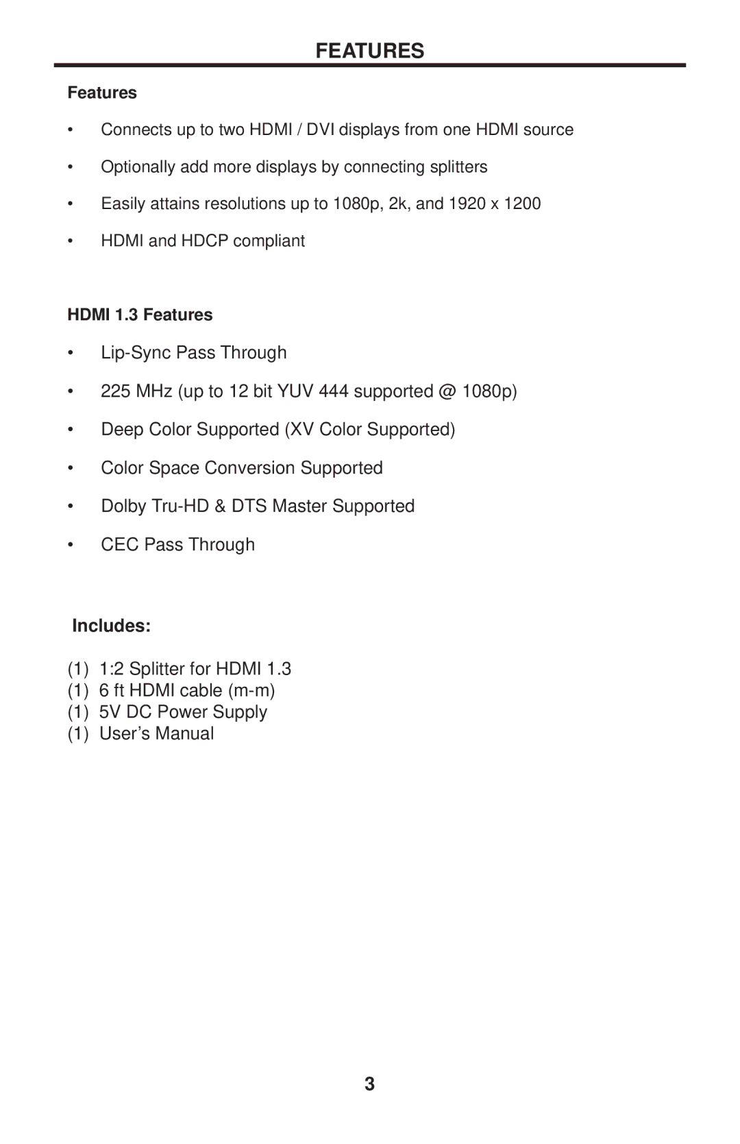 Gefen EXT-HDMI1.3-142 user manual Hdmi 1.3 Features 