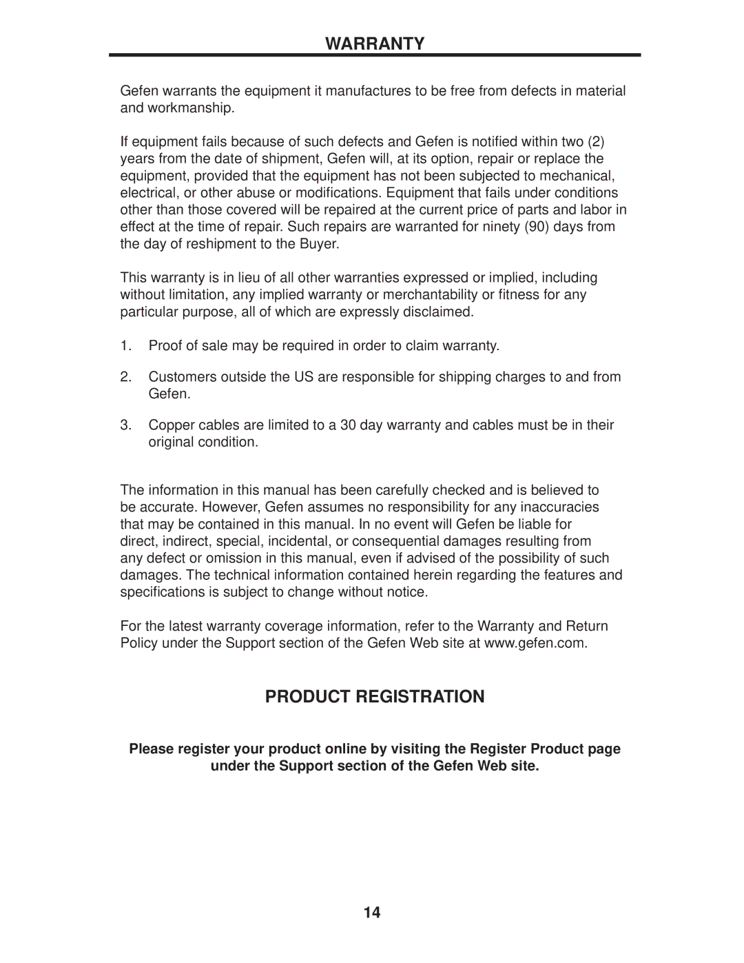 Gefen EXT-HDMI1.3-244 user manual Warranty, Product Registration 