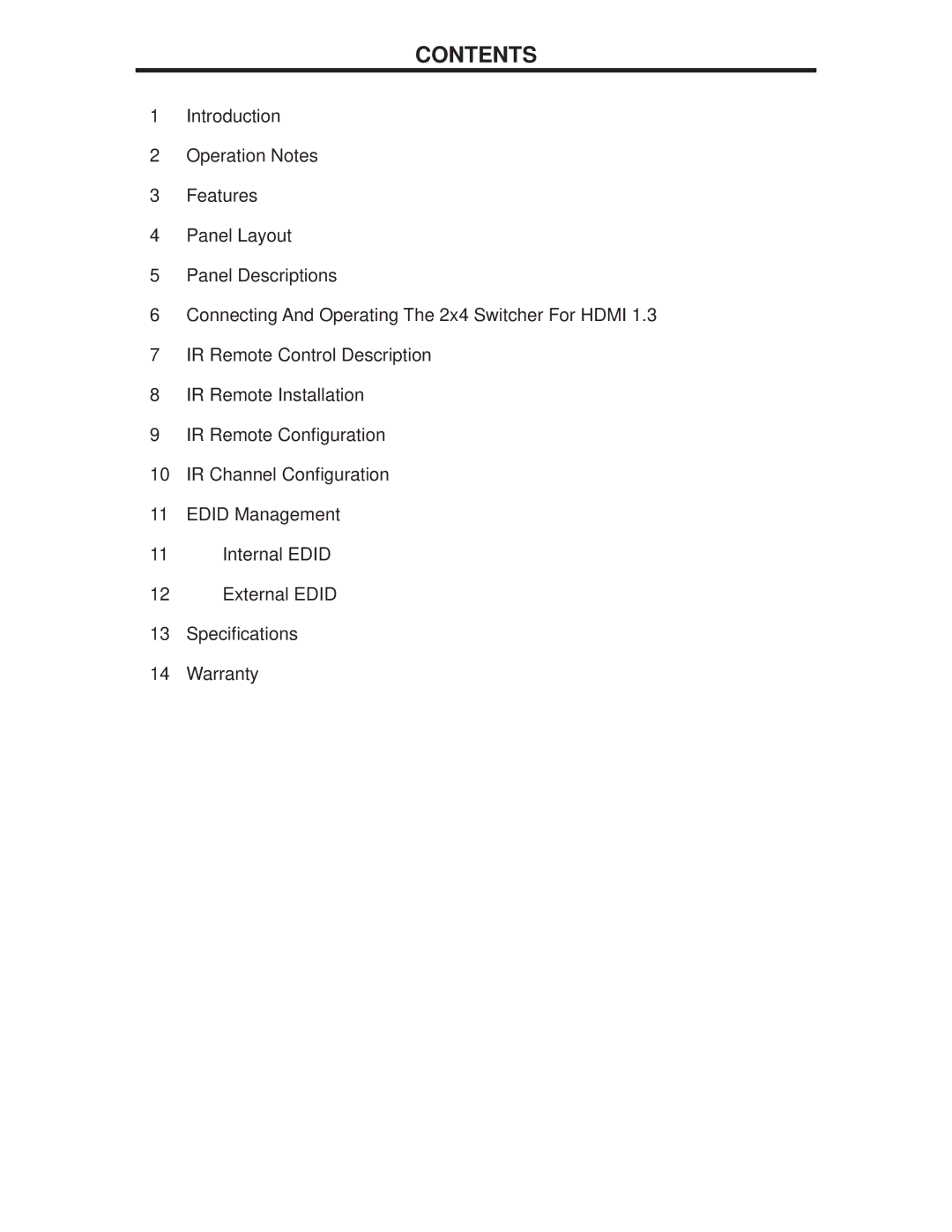 Gefen EXT-HDMI1.3-244 user manual Contents 