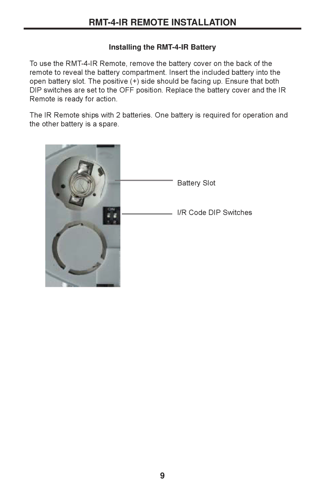 Gefen EXT-HDMI1.3-CAT6-4X user manual RMT-4-IR Remote Installation, Installing the RMT-4-IR Battery 