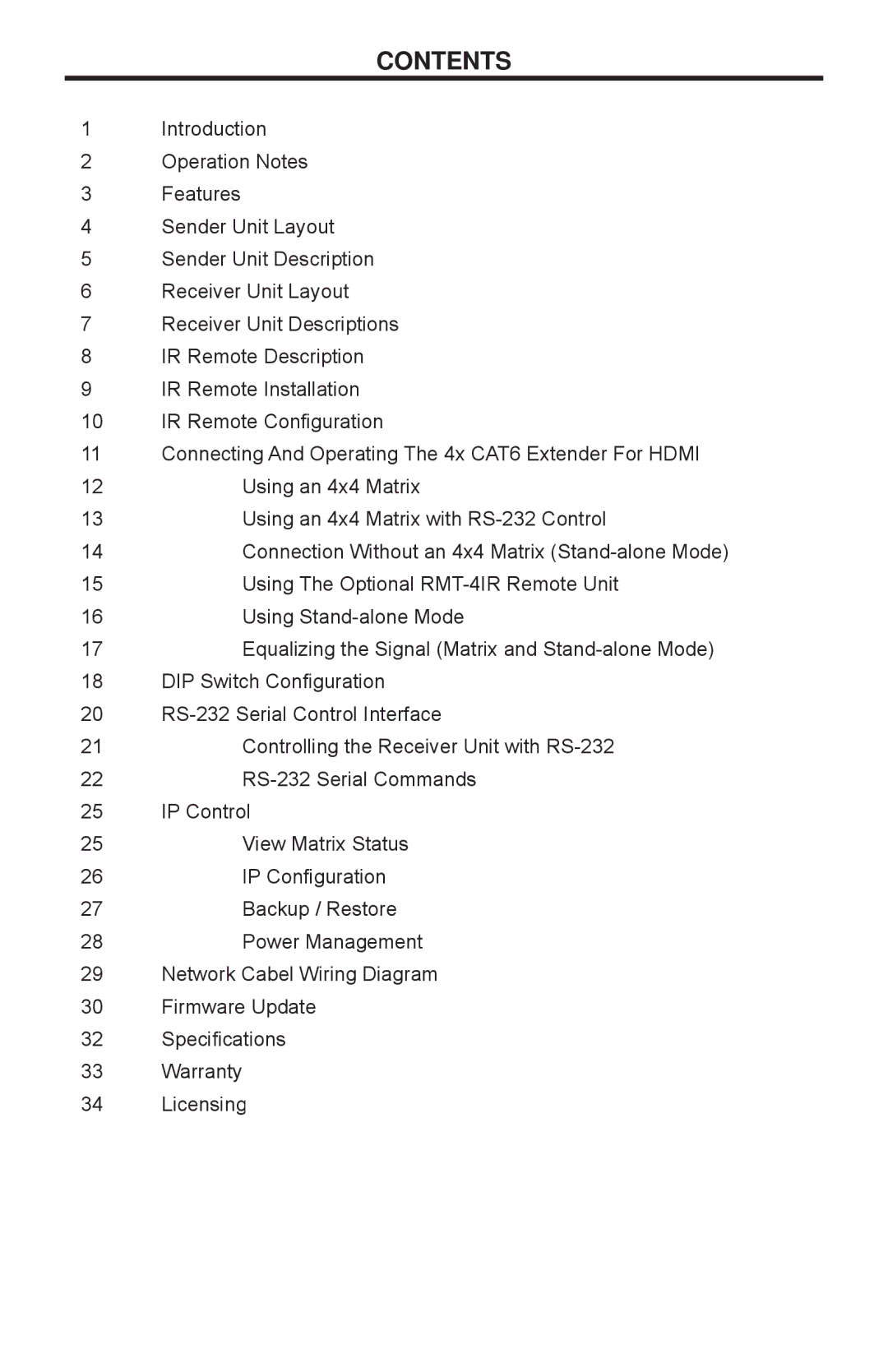 Gefen EXT-HDMI1.3-CAT6-4X user manual Contents 