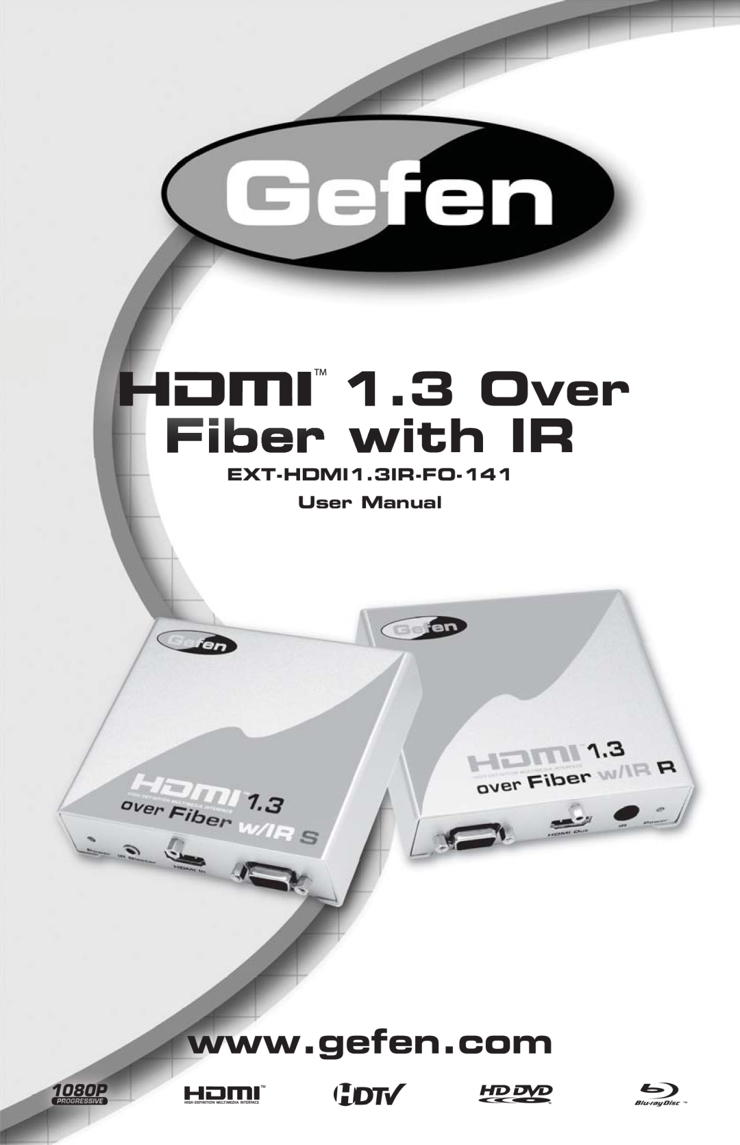 Gefen EXT-HDMI1.3IR-FO-141 user manual Over Fiber with IR 