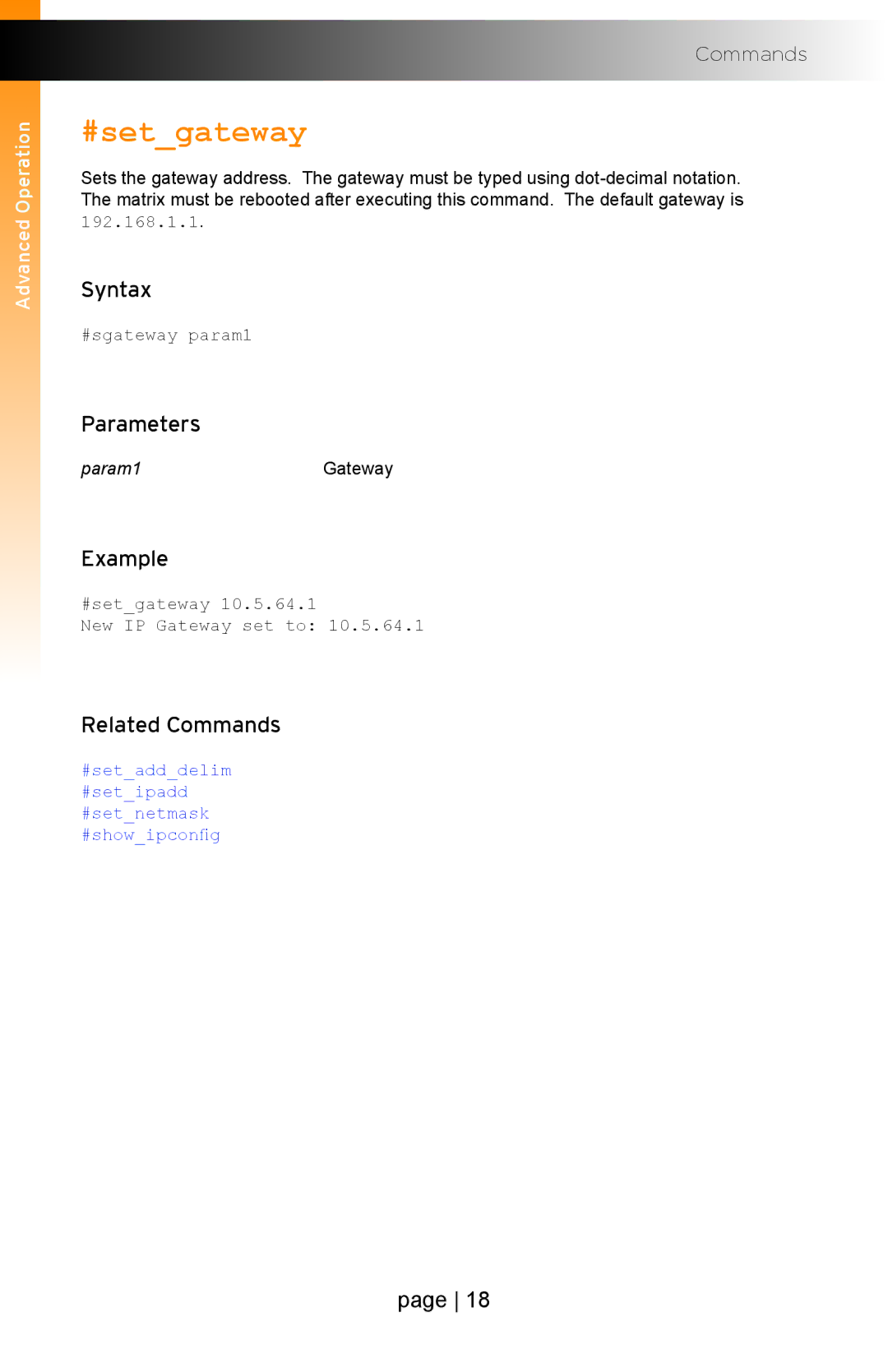 Gefen EXT-IP-2-RS2322 user manual #setgateway 