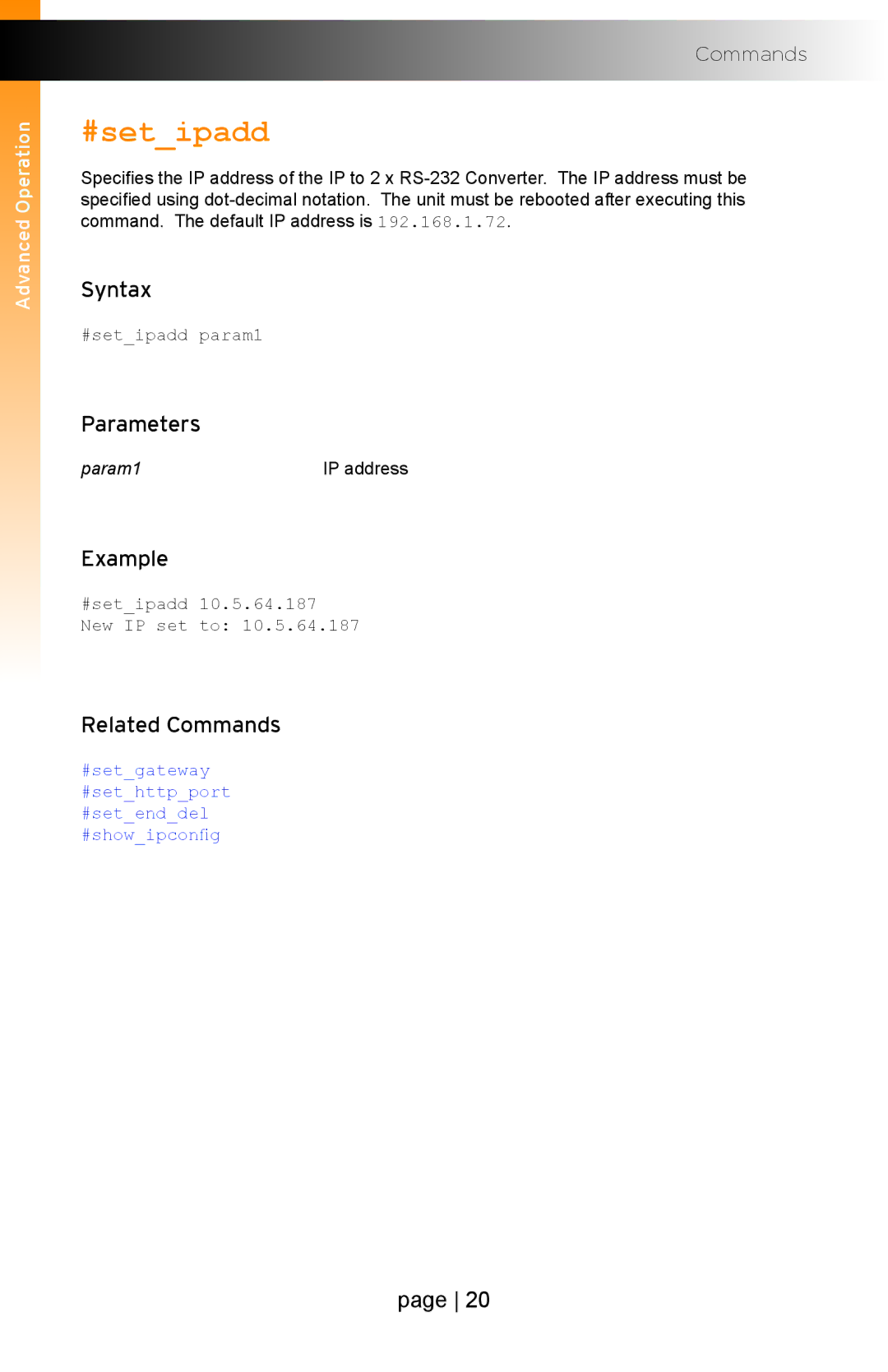 Gefen EXT-IP-2-RS2322 user manual #setipadd 