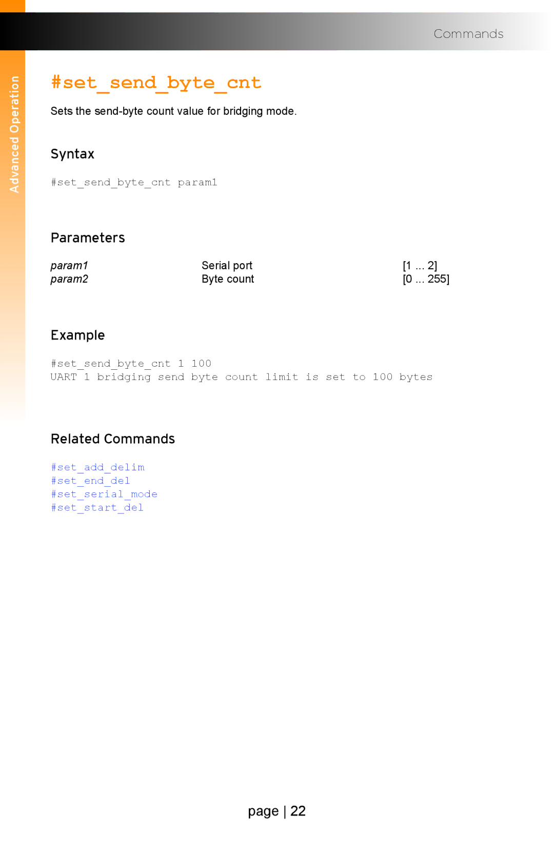 Gefen EXT-IP-2-RS2322 user manual #setsendbytecnt 