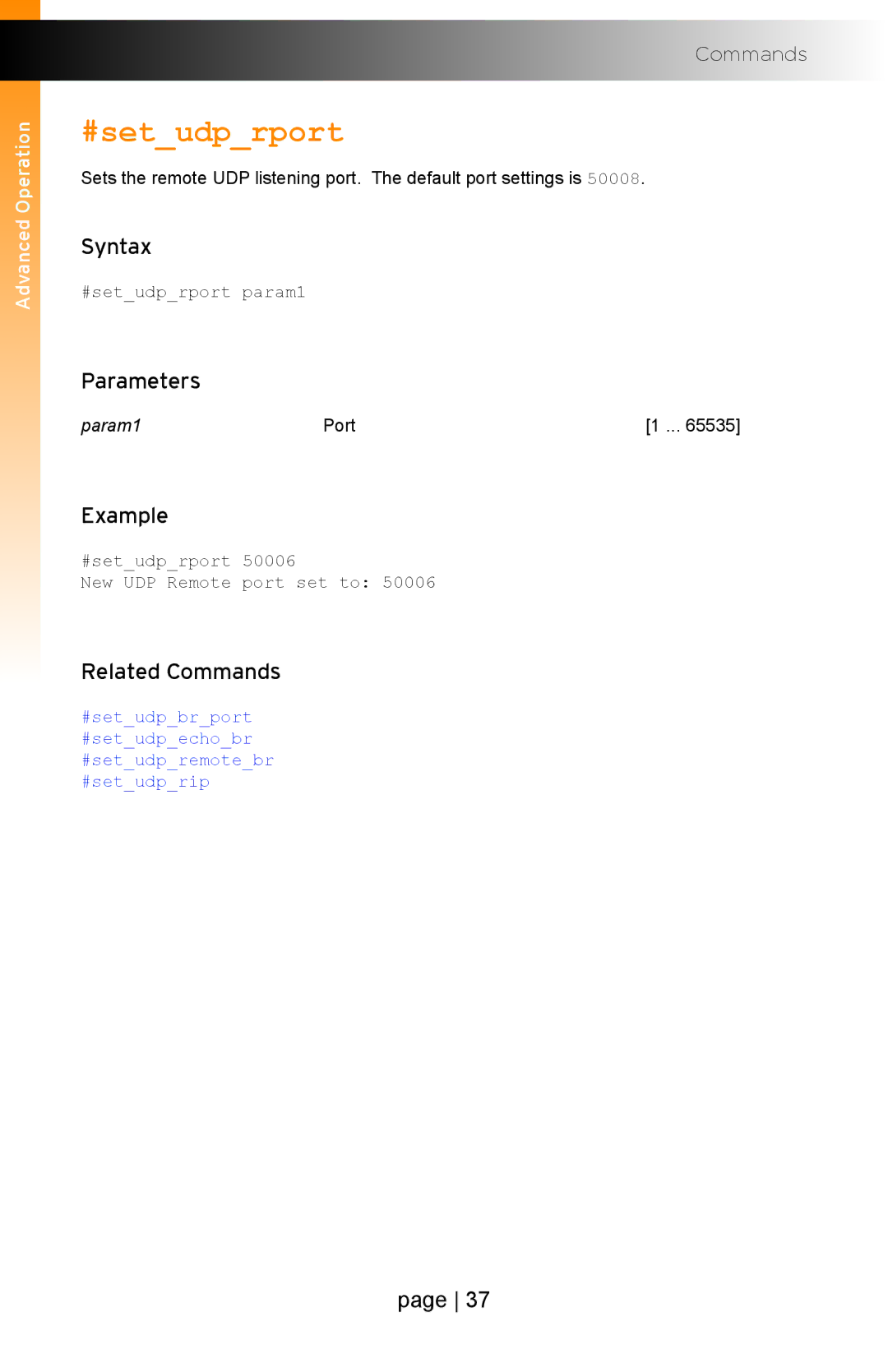 Gefen EXT-IP-2-RS2322 user manual #setudprport 