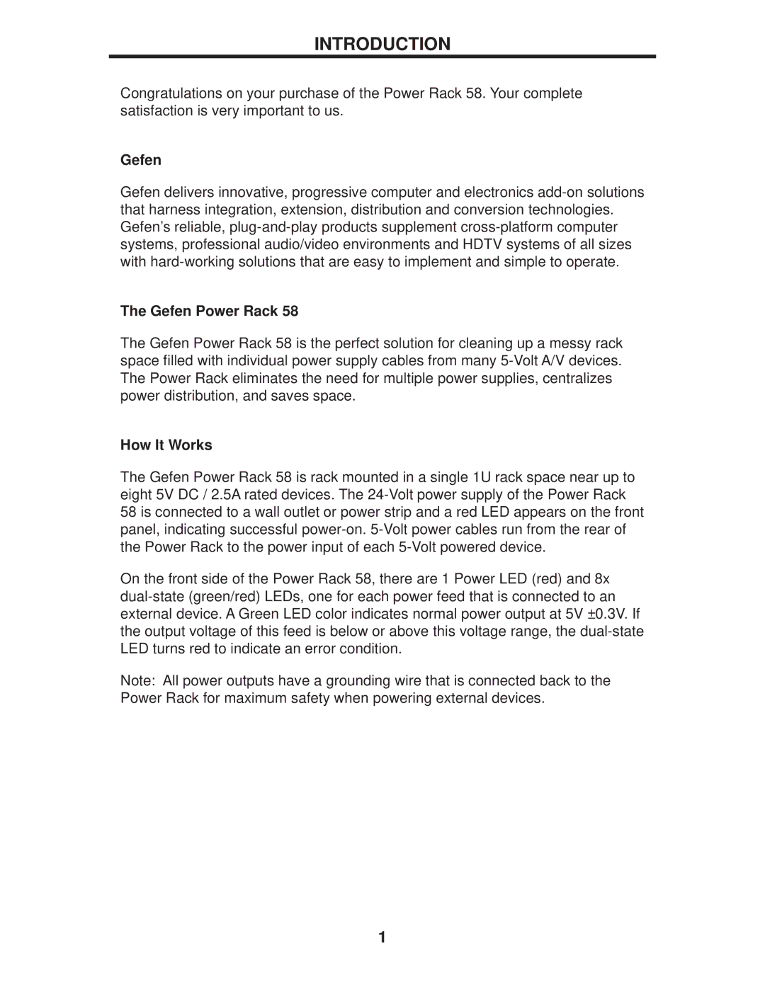 Gefen EXT-PS5-8R user manual Introduction, Gefen Power Rack, How It Works 