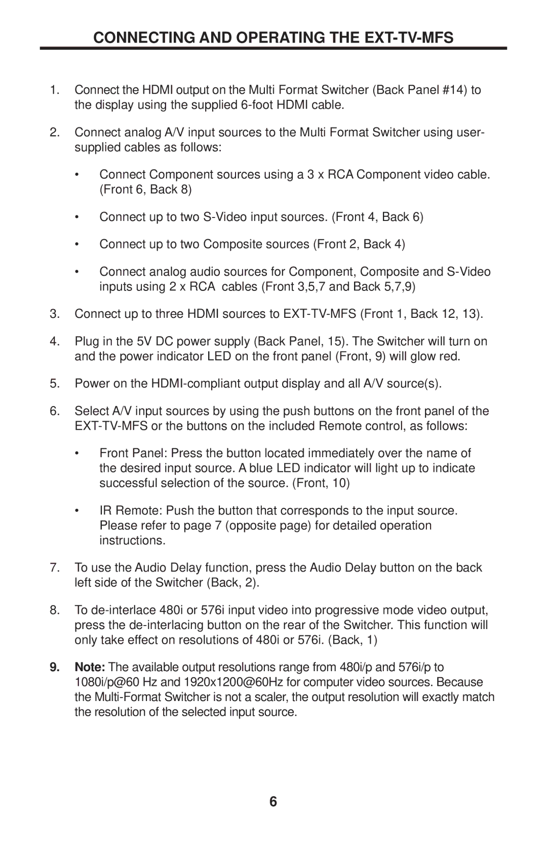 Gefen user manual Connecting and Operating the EXT-TV-MFS 