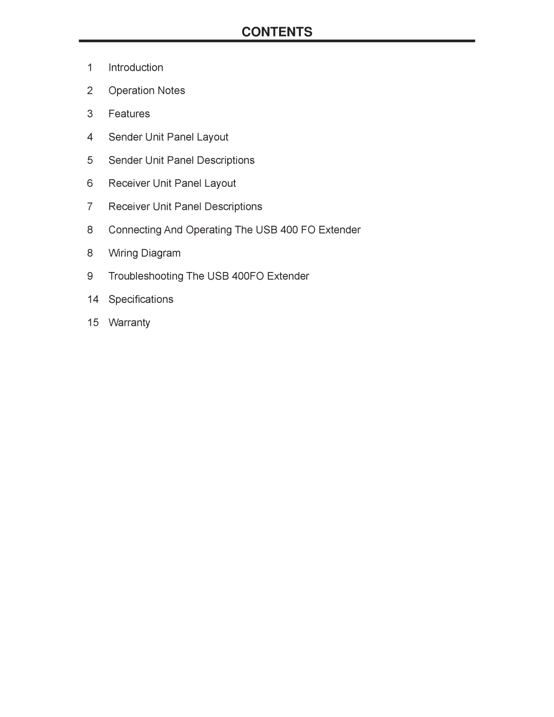 Gefen EXT-USB-400FON user manual Contents 