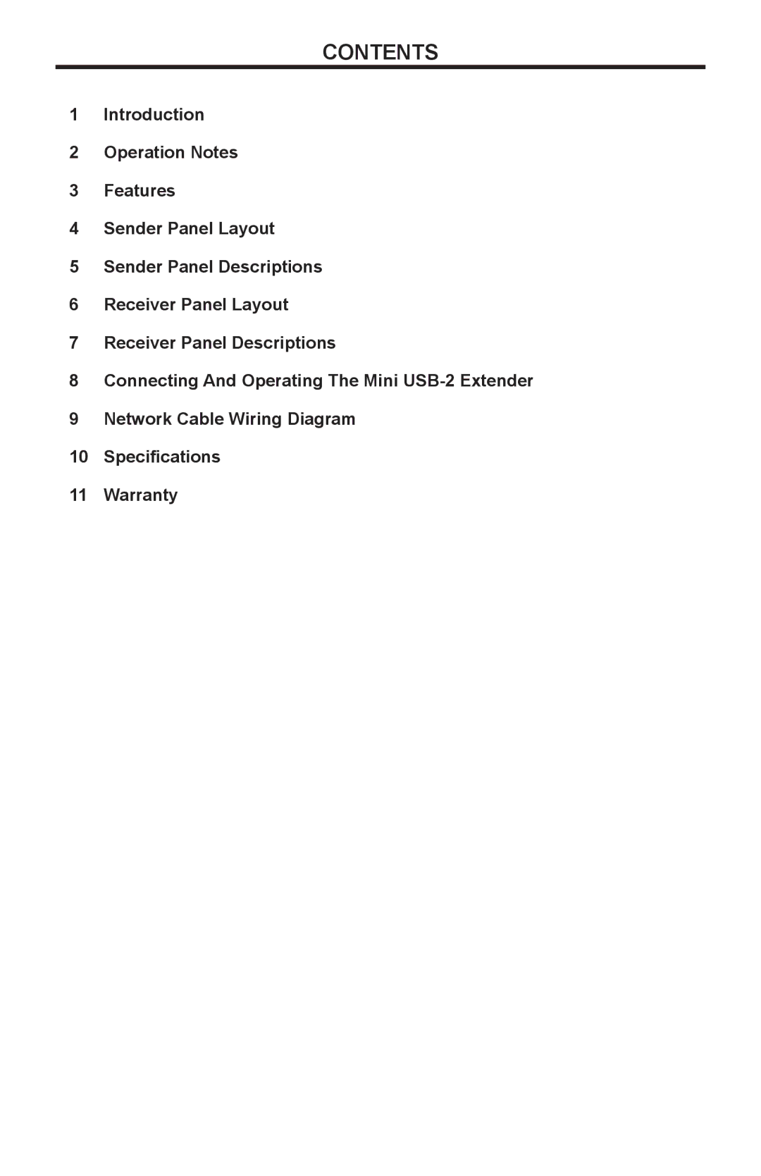 Gefen ext-usb-mini2n user manual Contents 