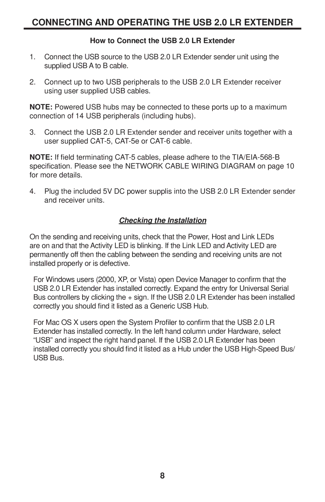 Gefen EXT-USB2.0-LR user manual Connecting and Operating the USB 2.0 LR Extender, How to Connect the USB 2.0 LR Extender 