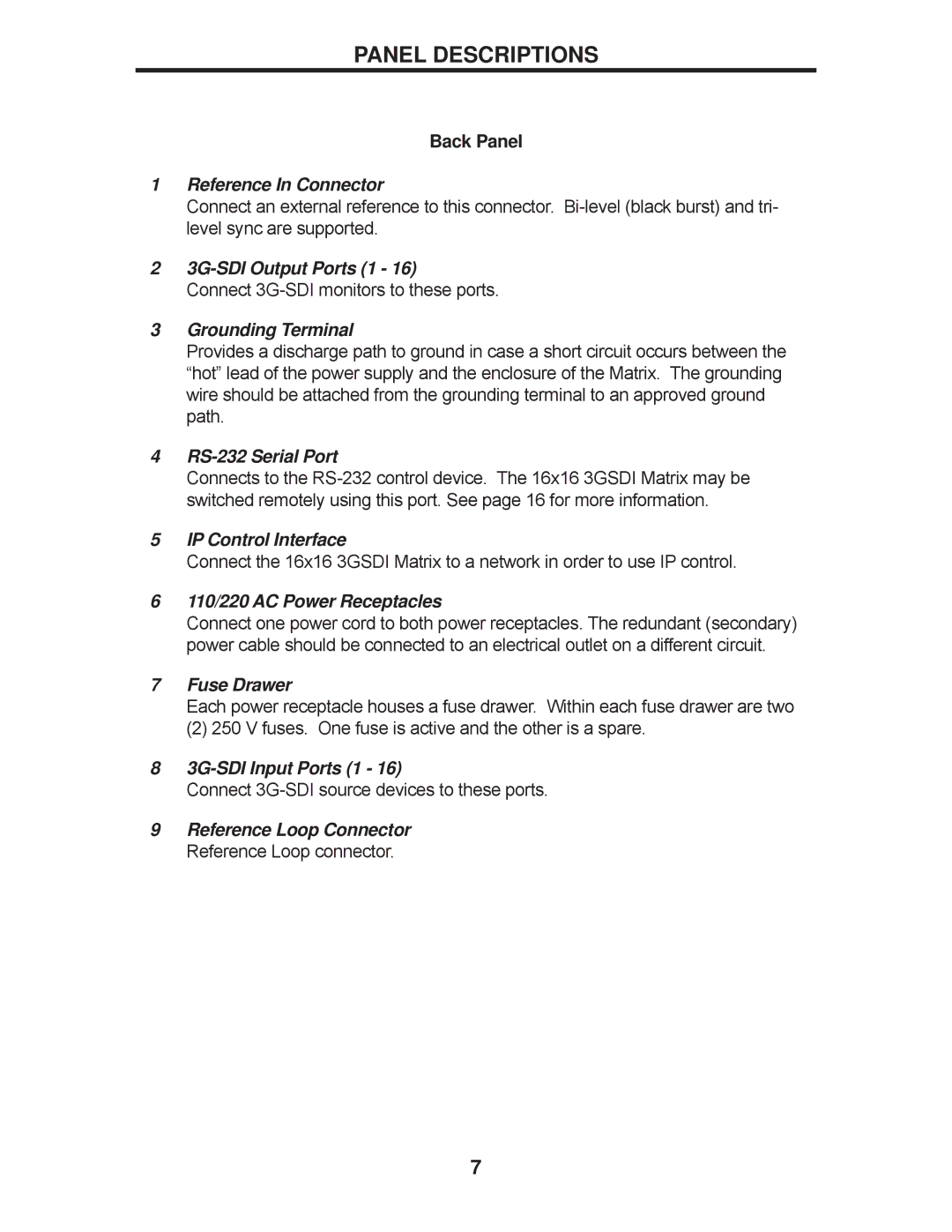 Gefen GEF-3GSDI-16416 user manual 3G-SDI Output Ports 1 