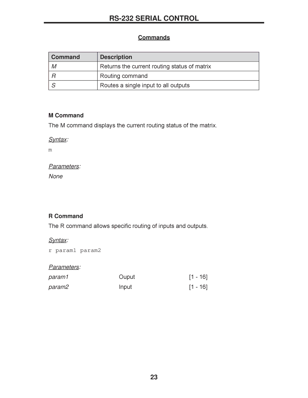 Gefen GEF-3GSDI-16416 user manual Commands Command Description 