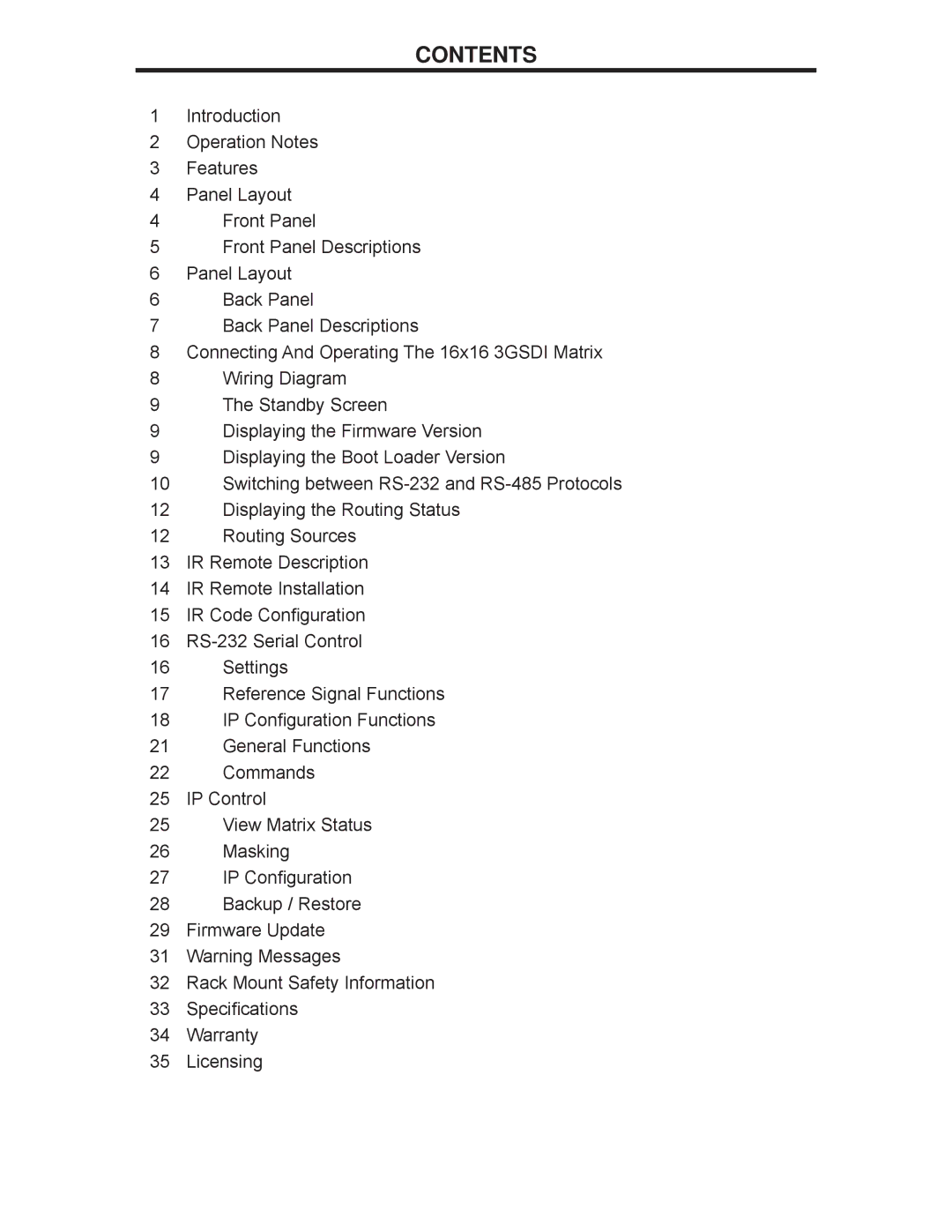 Gefen GEF-3GSDI-16416 user manual Contents 