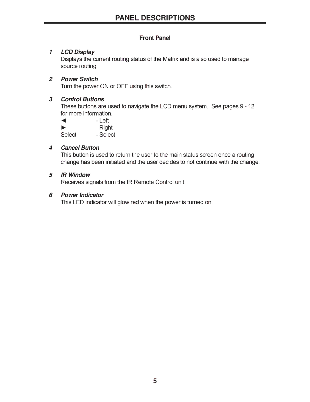 Gefen GEF-3GSDI-16416 user manual Panel Descriptions, LCD Display 