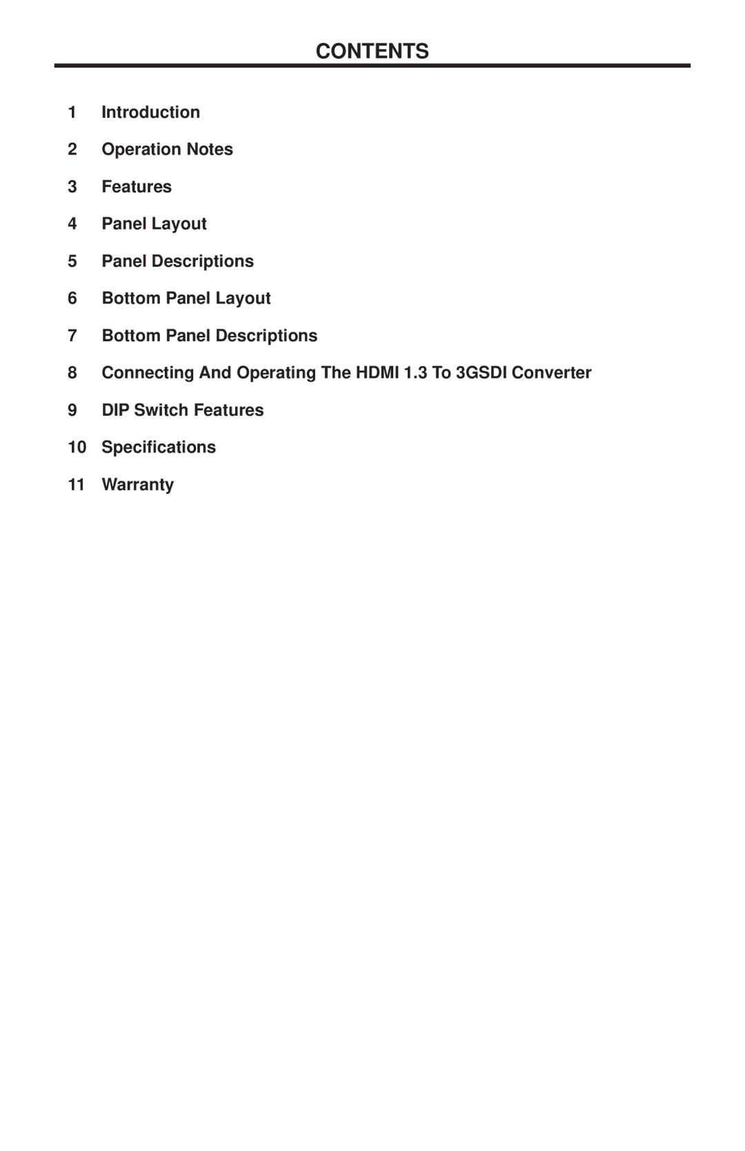 Gefen GEF-HDMI1.3-2-3GSDI user manual Contents 