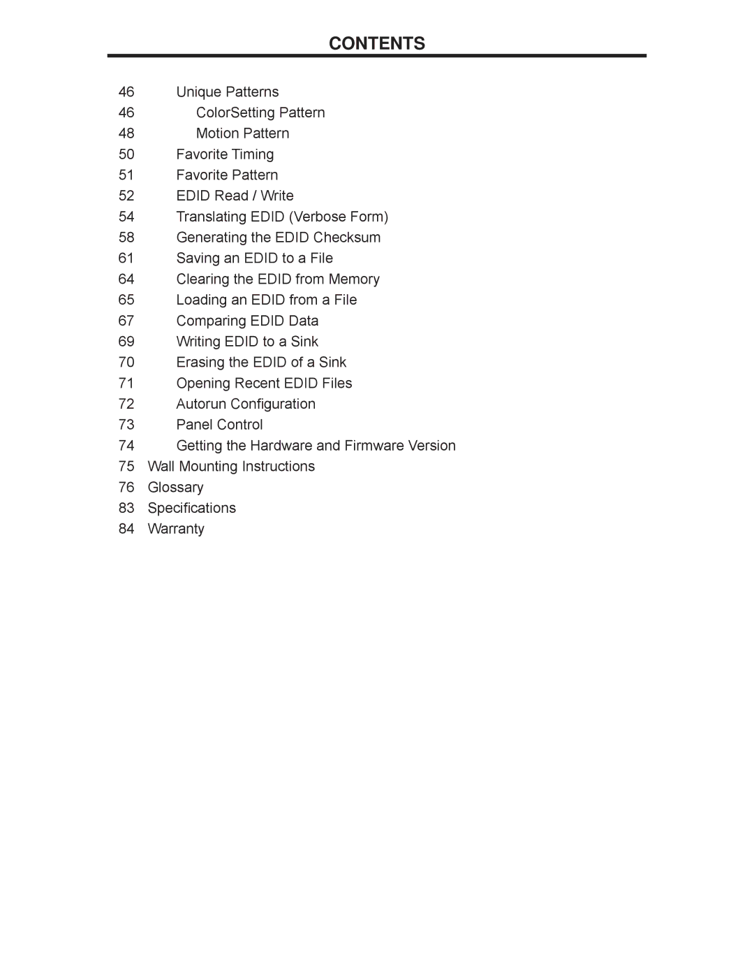 Gefen GTB-HD-SIGGEN user manual Unique Patterns 