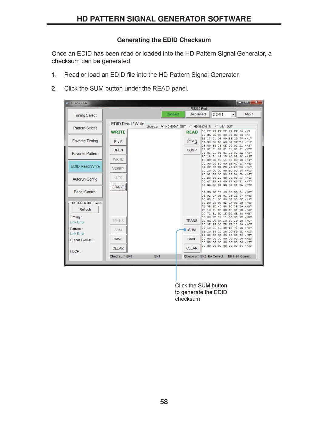 Gefen GTB-HD-SIGGEN user manual Generating the Edid Checksum 