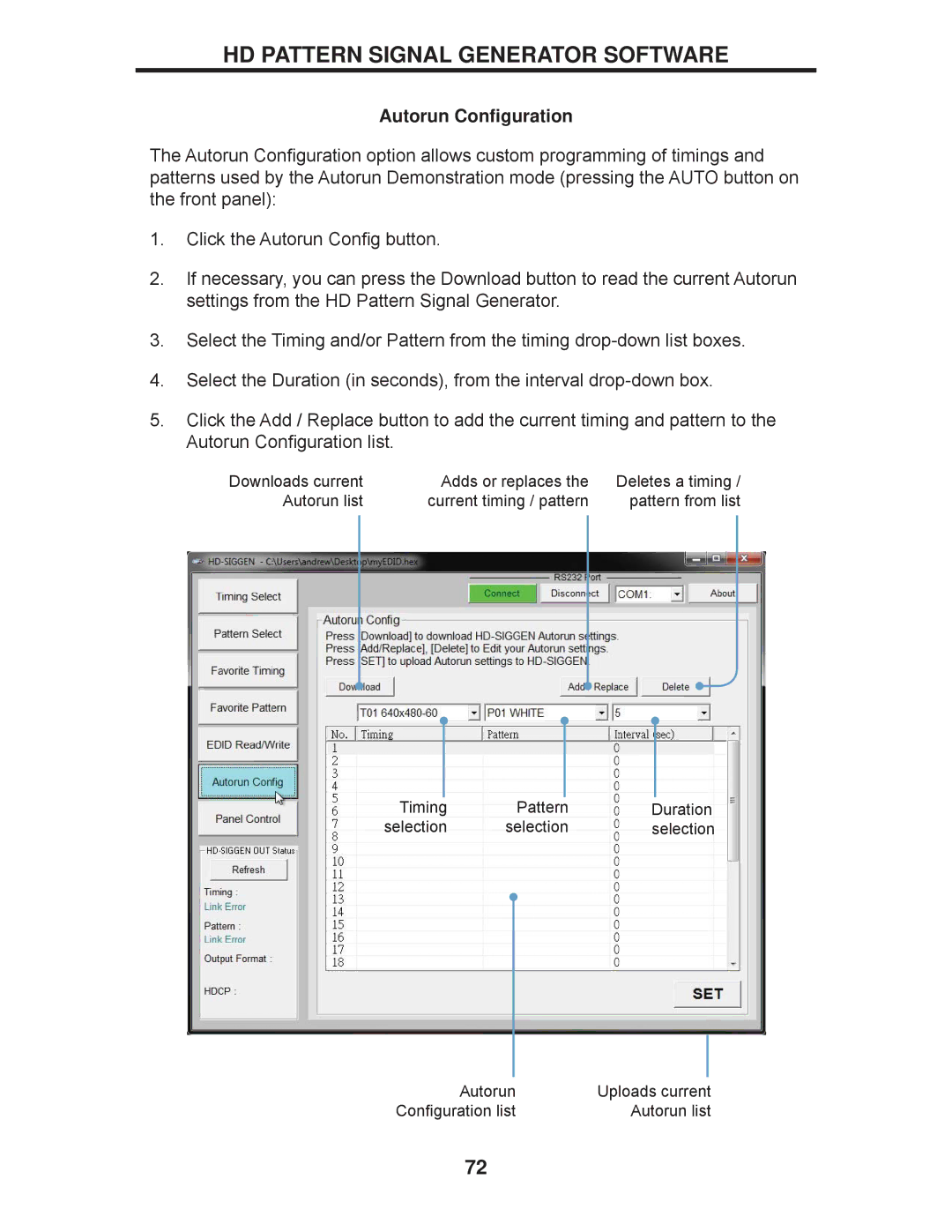 Gefen GTB-HD-SIGGEN user manual Autorun Conﬁguration 