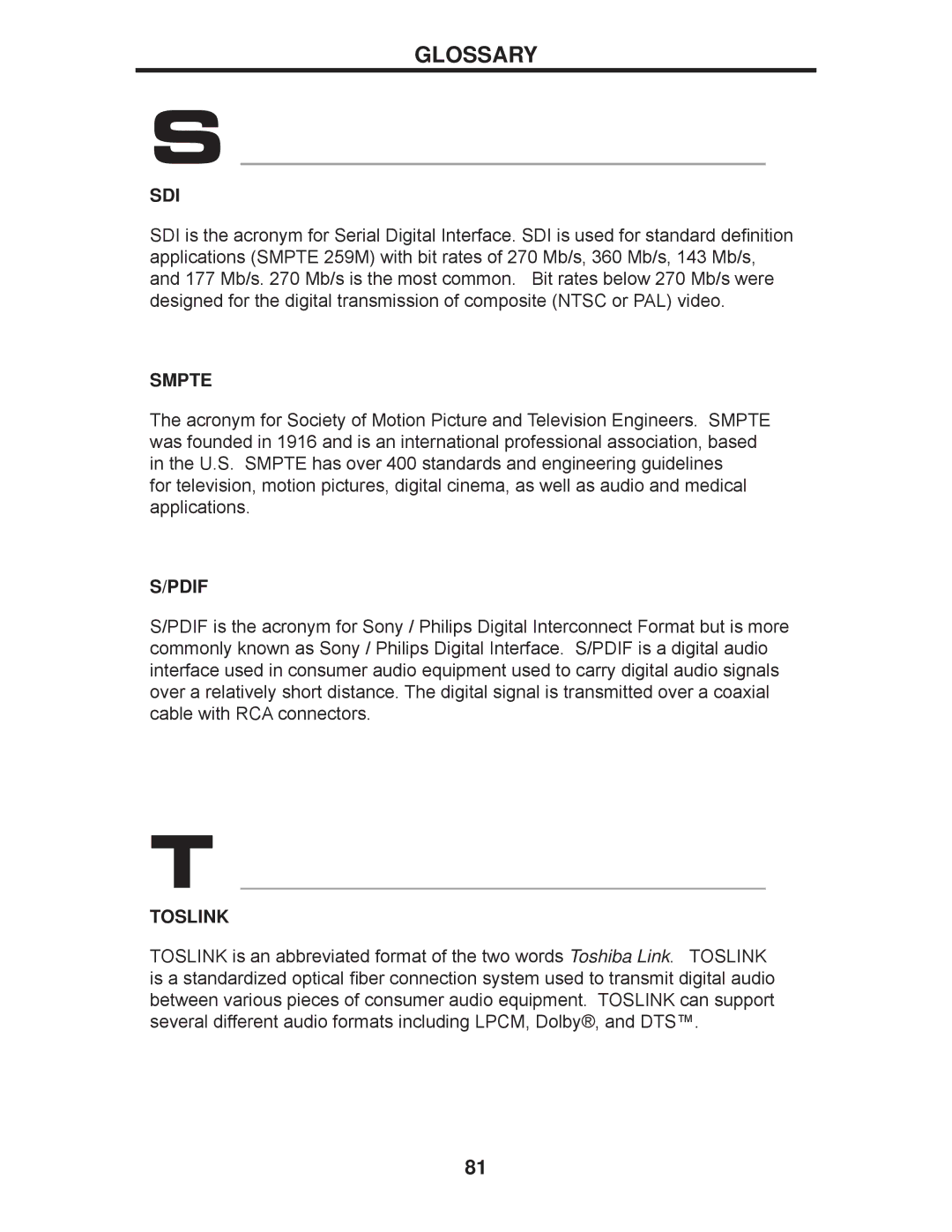 Gefen GTB-HD-SIGGEN user manual Sdi, Smpte, Pdif, Toslink 