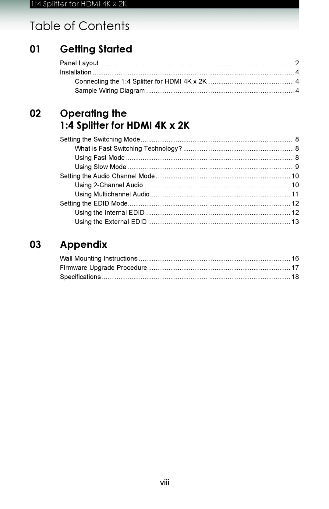 Gefen GTB-HD4K2K-144 user manual Table of Contents 