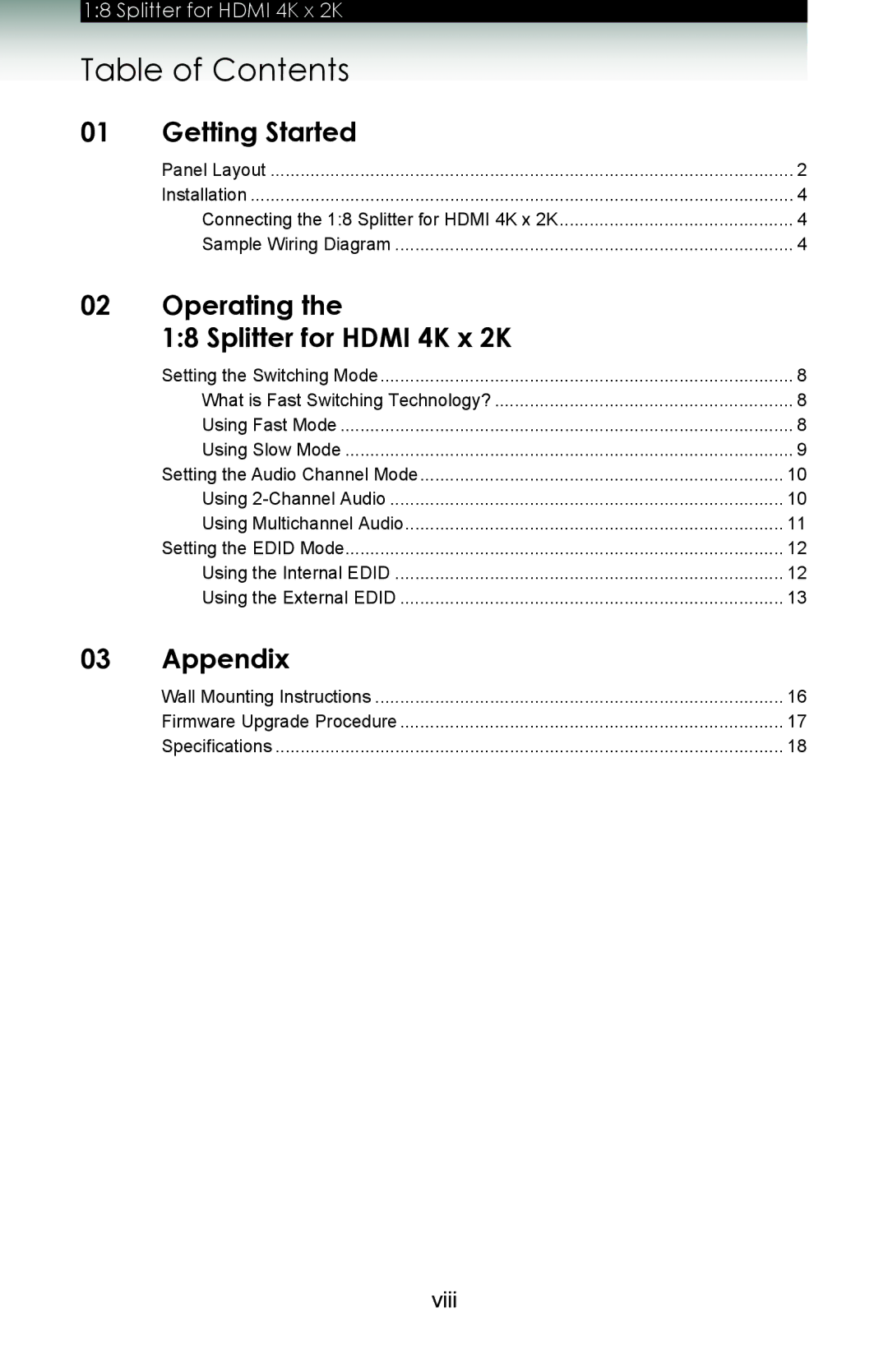 Gefen GTB-HD4K2K-148 user manual Table of Contents 