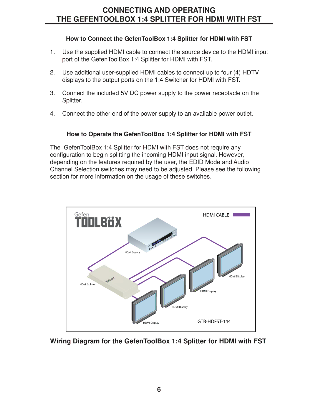 Gefen GTB-HDFST-144-BLK user manual Gefen 