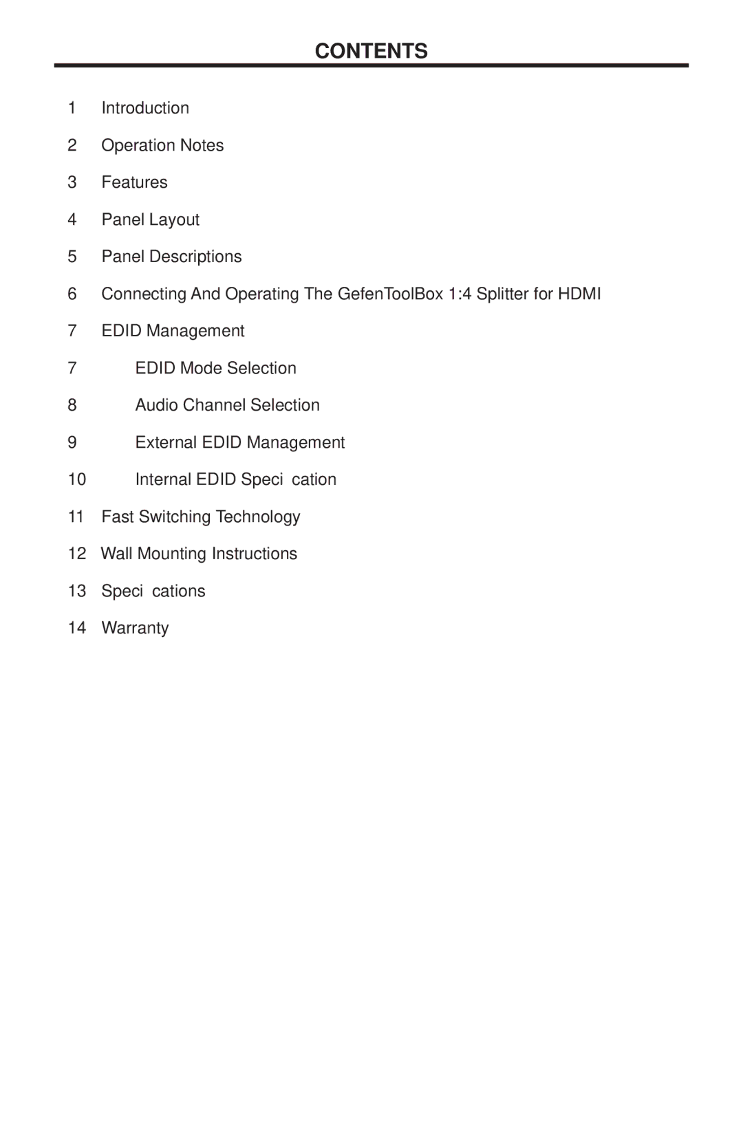 Gefen GTB-MHDMI1.3-144-BLK user manual Contents 