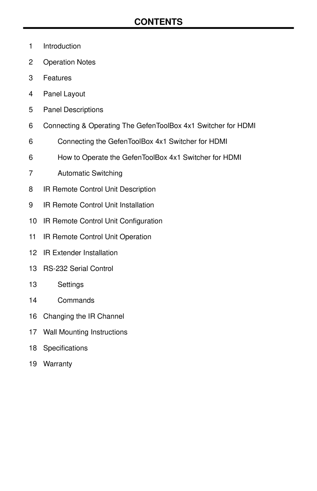 Gefen GTB-MHDMI1.3-441 user manual Contents 