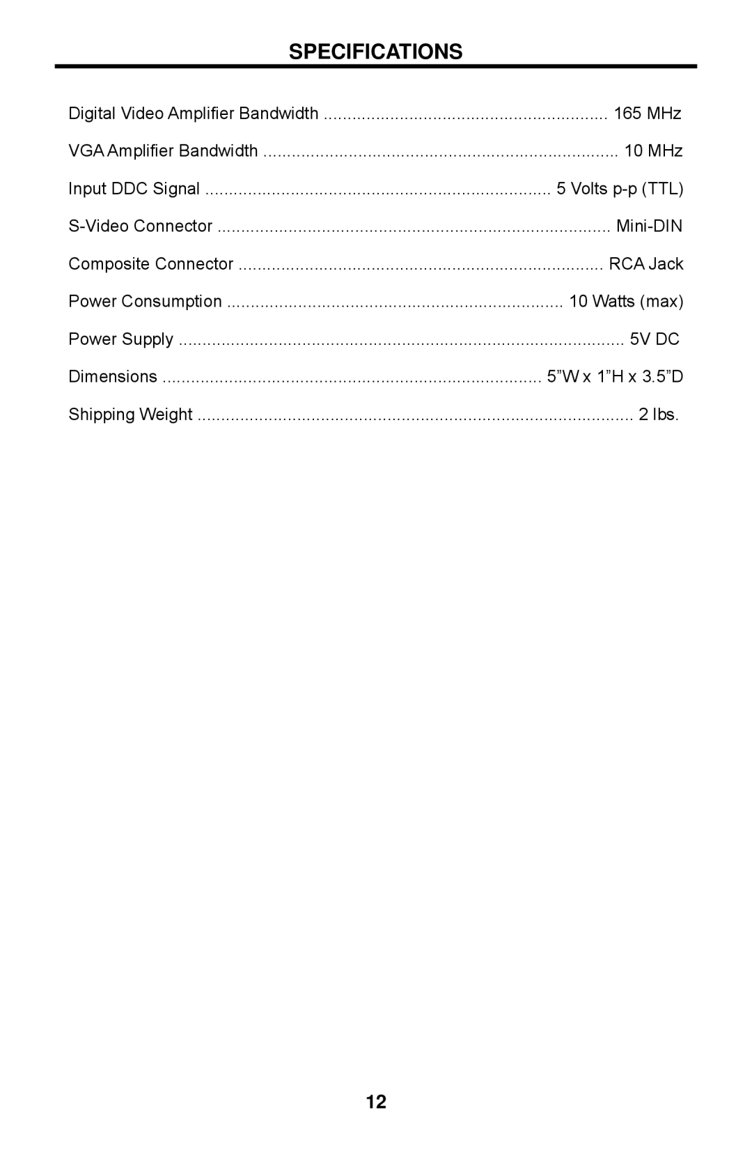 Gefen GTV-COMPSVID-2-HDMIS user manual Specifications 