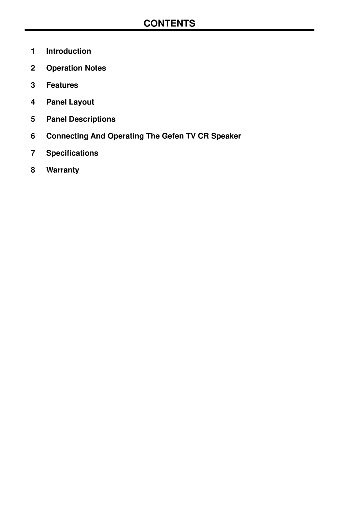 Gefen GTV-CR-3SP, GTV-CR-5SP, GTV-CR-2SP user manual Contents 